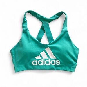 adidas Teal crossbody sports Bra with White Logo